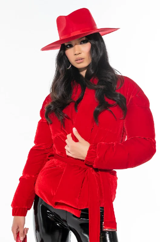 AZALEA WANG VELVET RED WRAP PUFFER