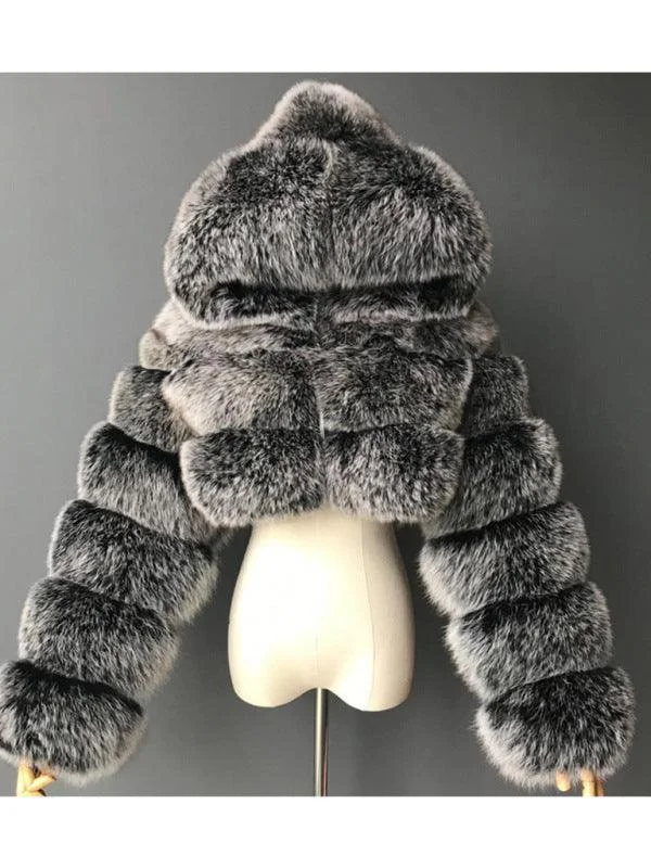 Crop Faux Fur Coat for Women