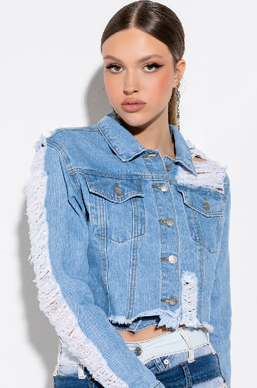 ULTRA DISTRESSED CROP DENIM JACKET